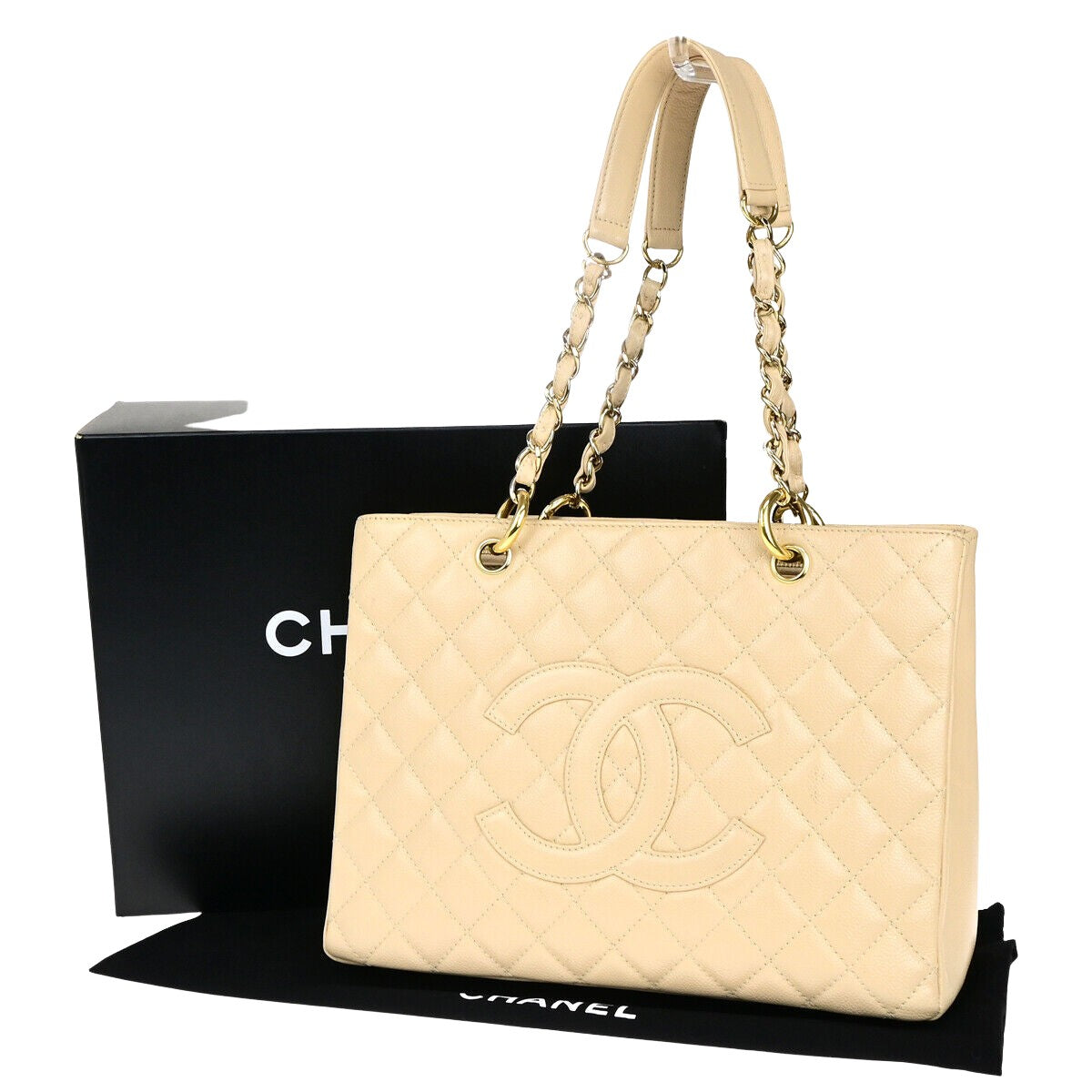 Chanel Shopping Beige Leather Tote Bag