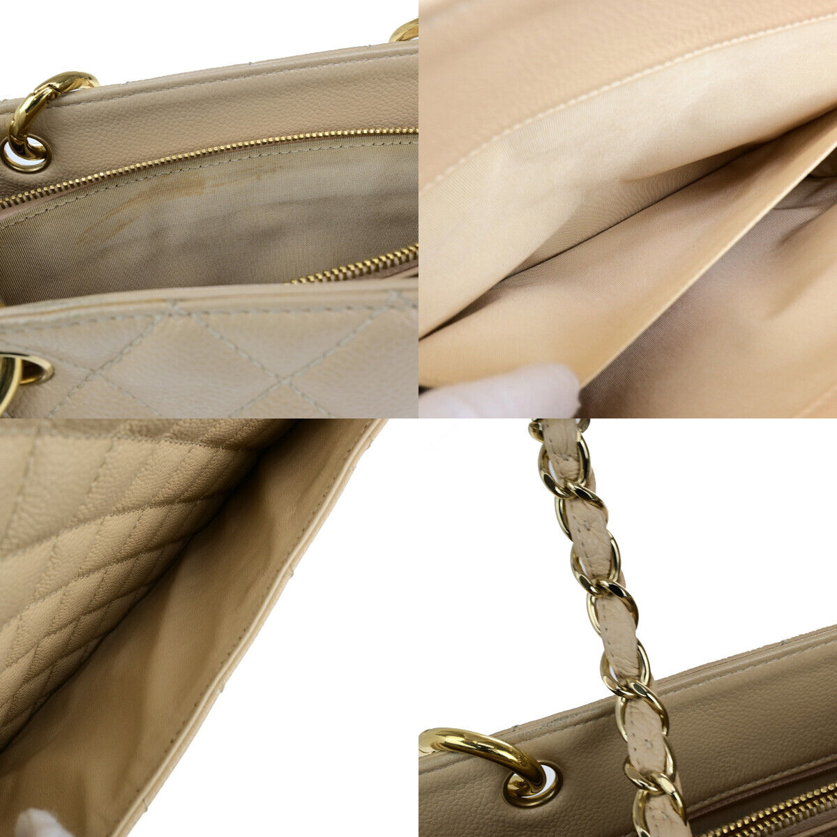 Chanel Shopping Beige Leather Tote Bag