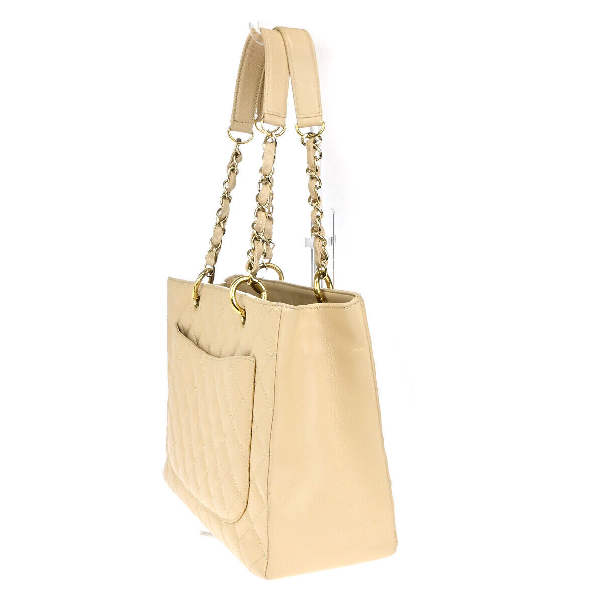 Chanel Shopping Beige Leather Tote Bag