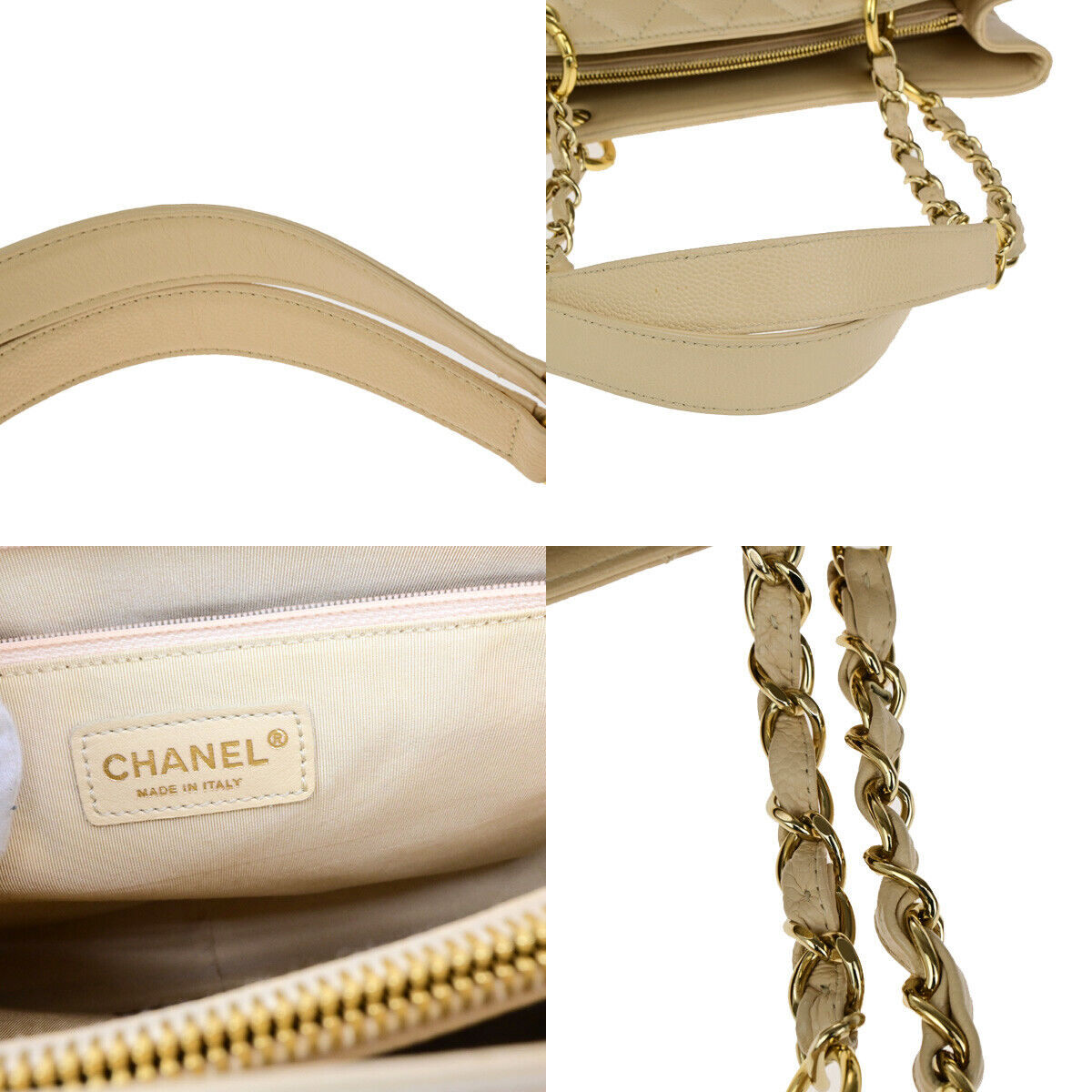 Chanel Shopping Beige Leather Tote Bag