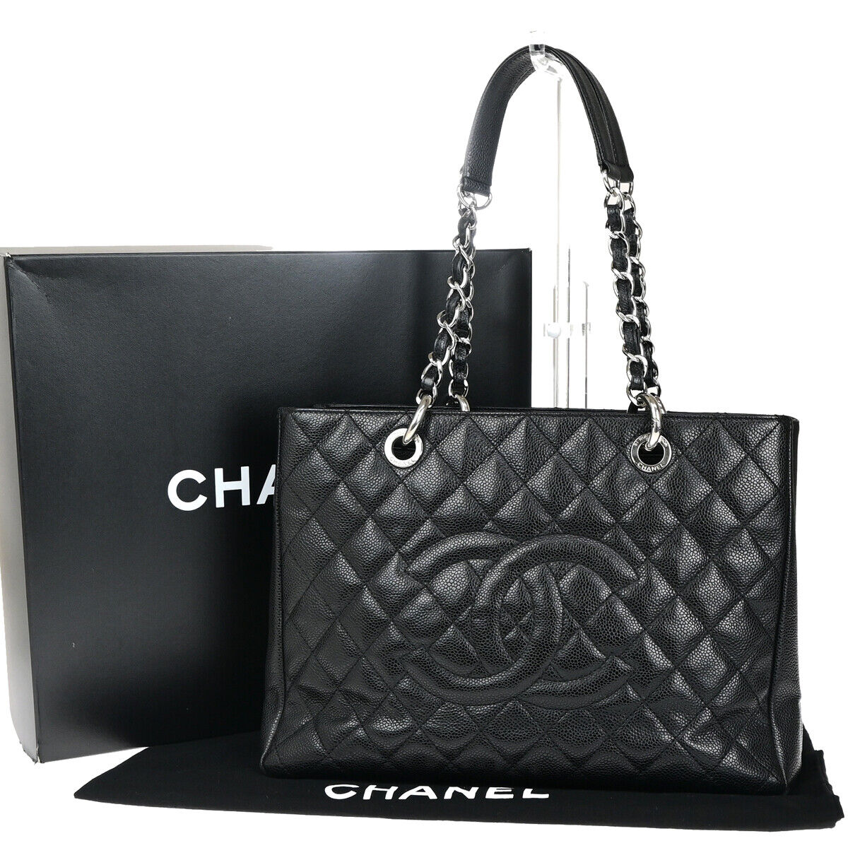 Chanel Shopping Black Leather Tote Bag