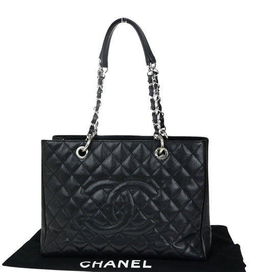 Chanel Shopping Black Leather Tote Bag