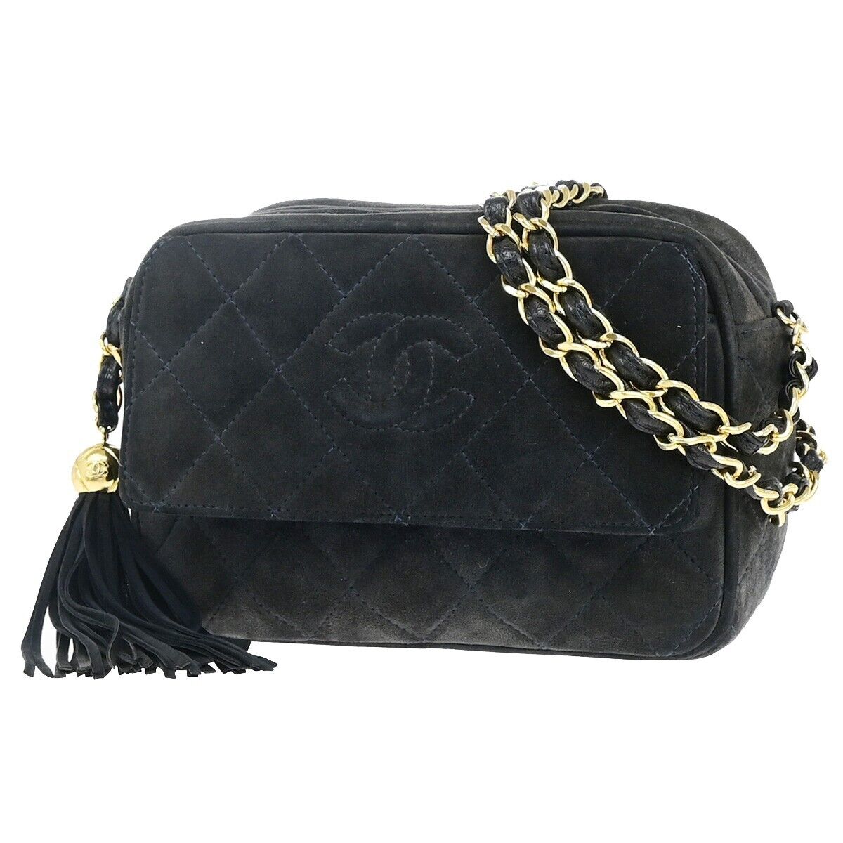 Chanel Camera Navy Suede Hand Bag