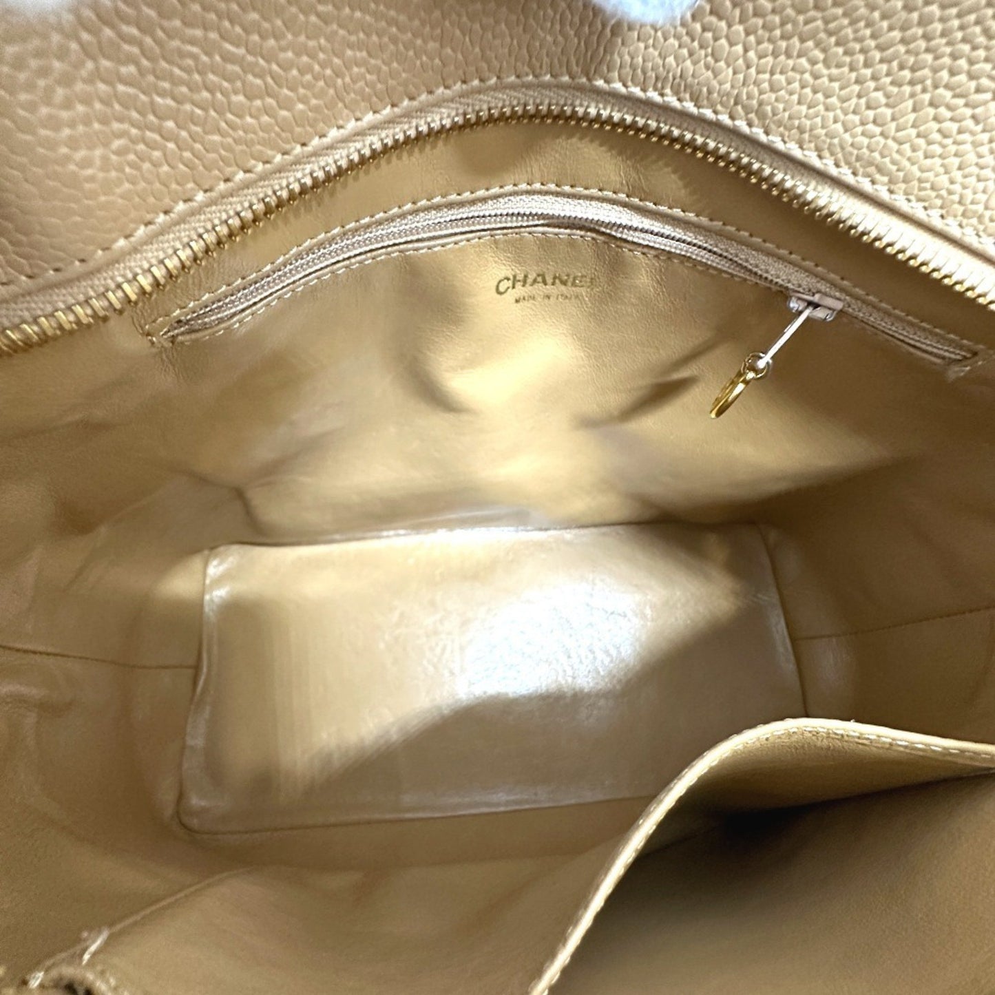 Chanel Shopping Beige Leather Tote Bag