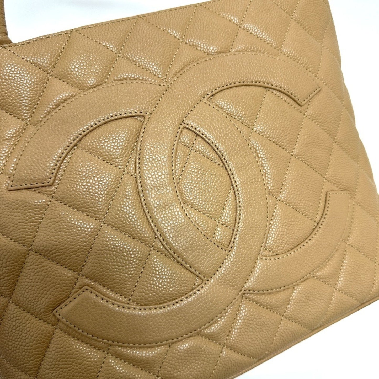 Chanel Shopping Beige Leather Tote Bag