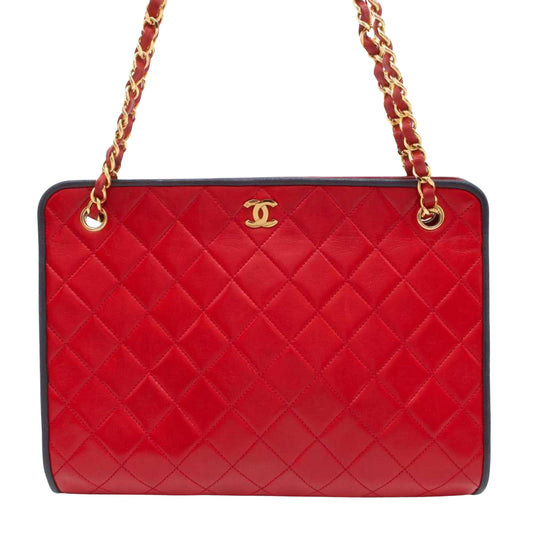 Chanel Cabas Red Leather Tote Bag