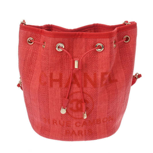 Chanel Deauville Red Leather Shoulder Bag