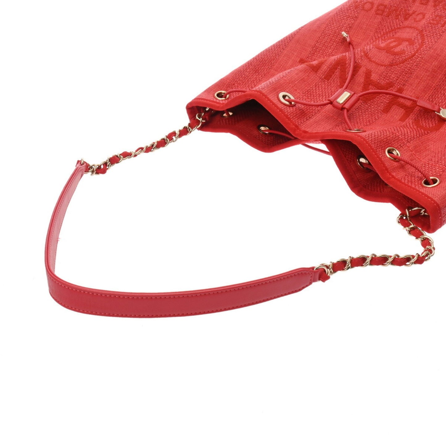 Chanel Deauville Red Leather Shoulder Bag