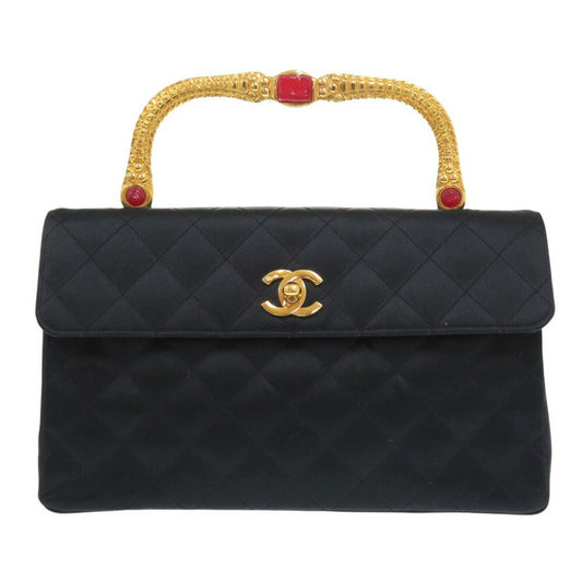 Chanel Coco Handle Black Cloth Hand Bag