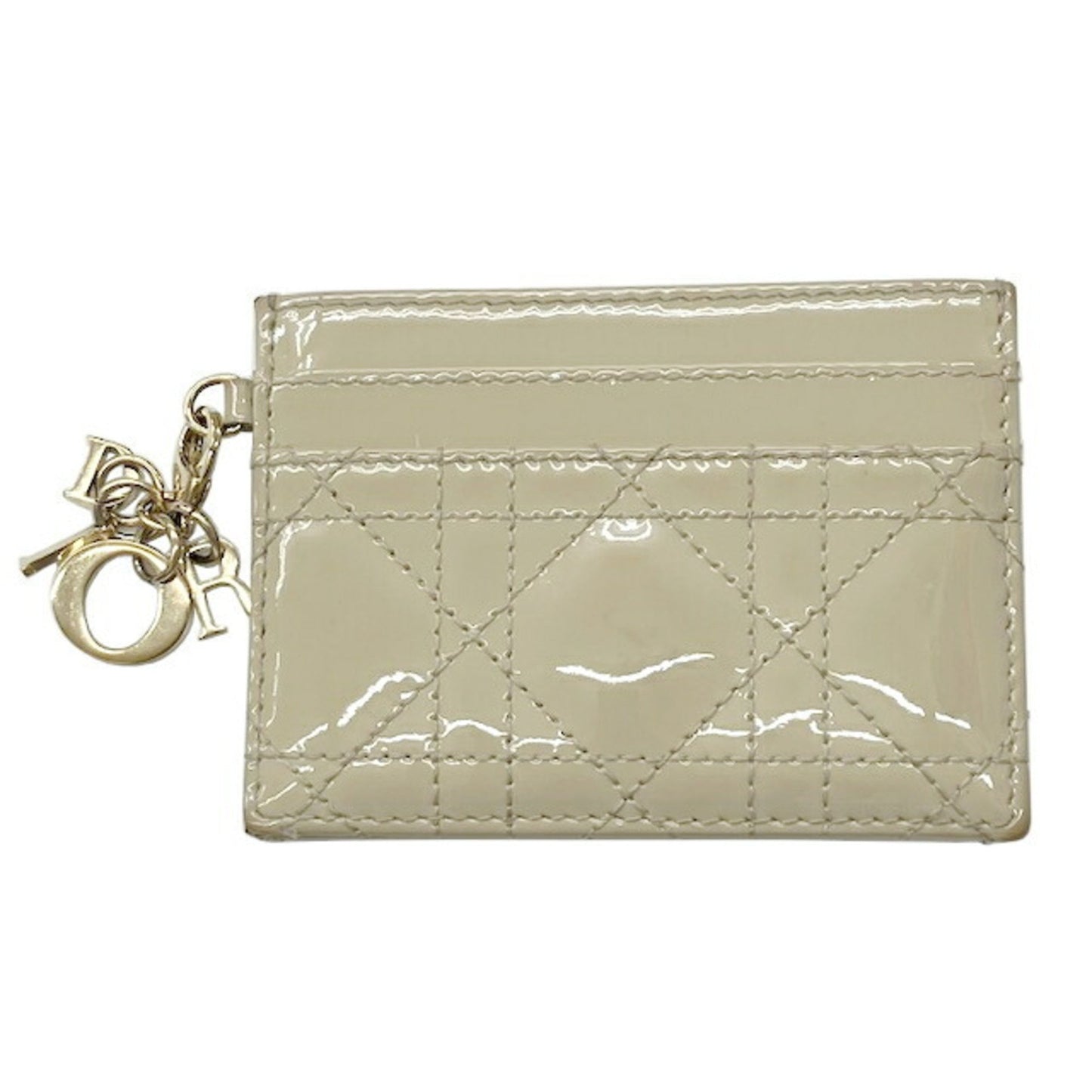 Dior Lady Dior Beige Patent Leather Wallet Accessories