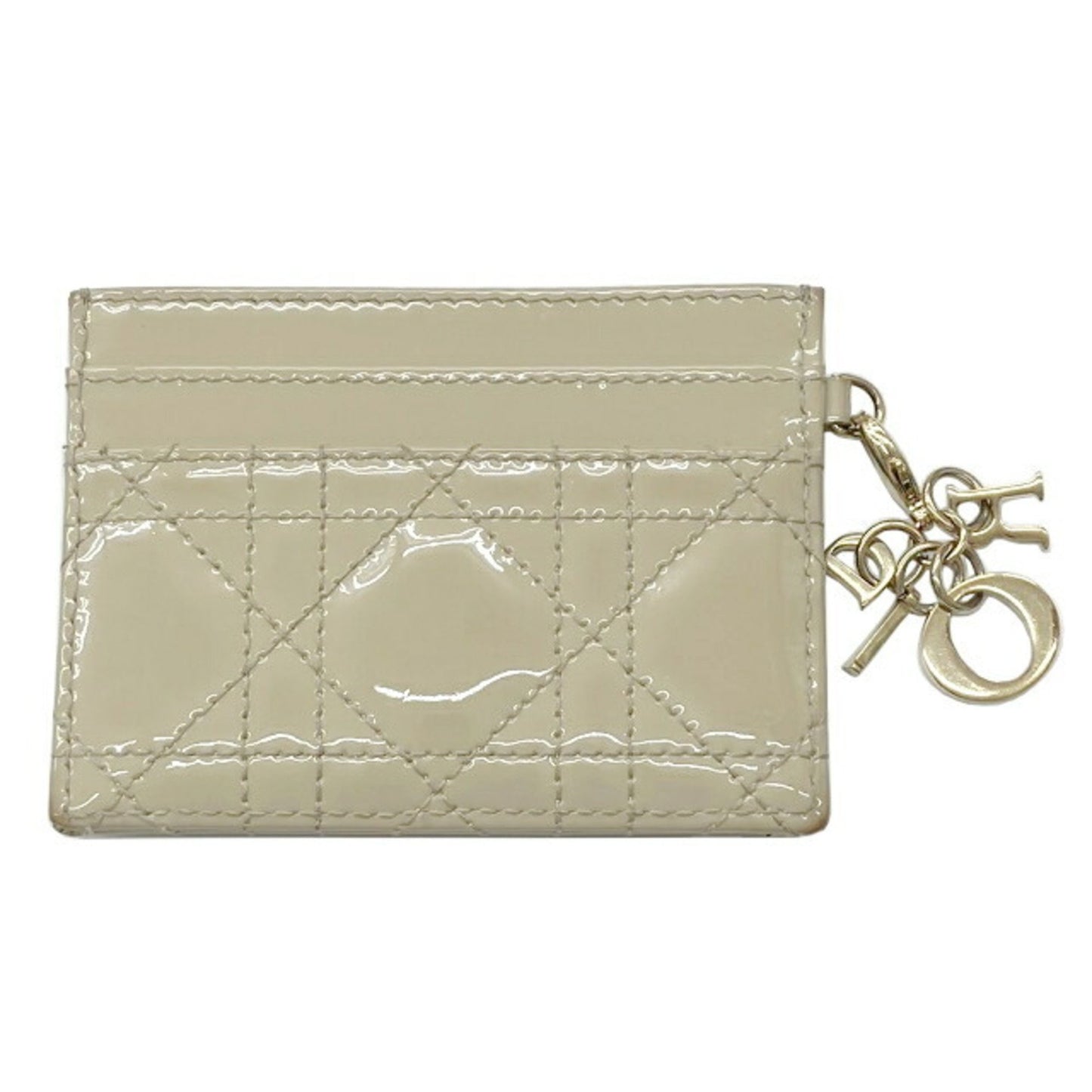 Dior Lady Dior Beige Patent Leather Wallet Accessories