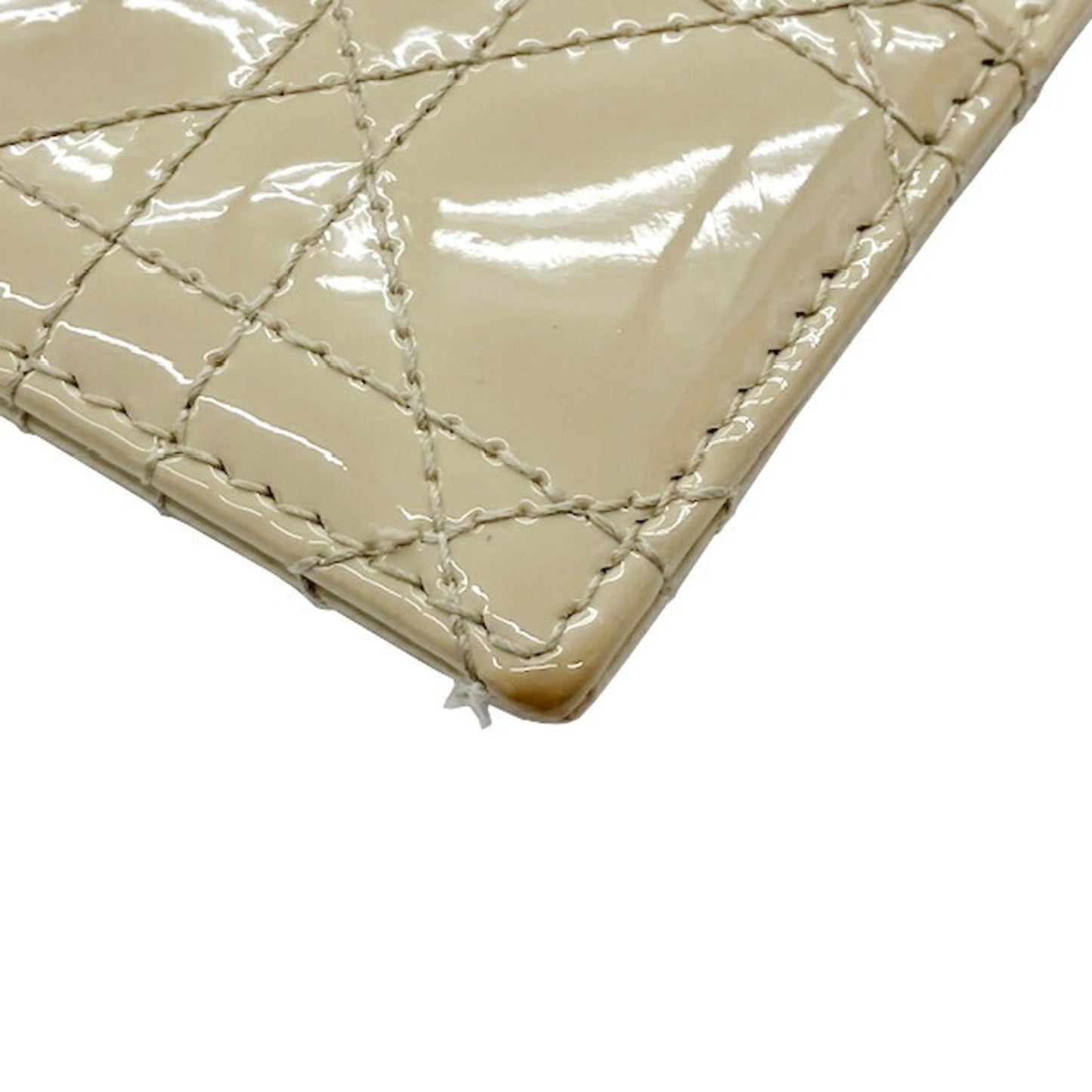 Dior Lady Dior Beige Patent Leather Wallet Accessories