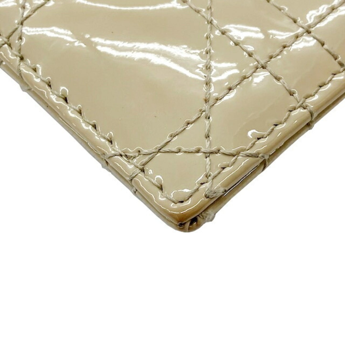 Dior Lady Dior Beige Patent Leather Wallet Accessories