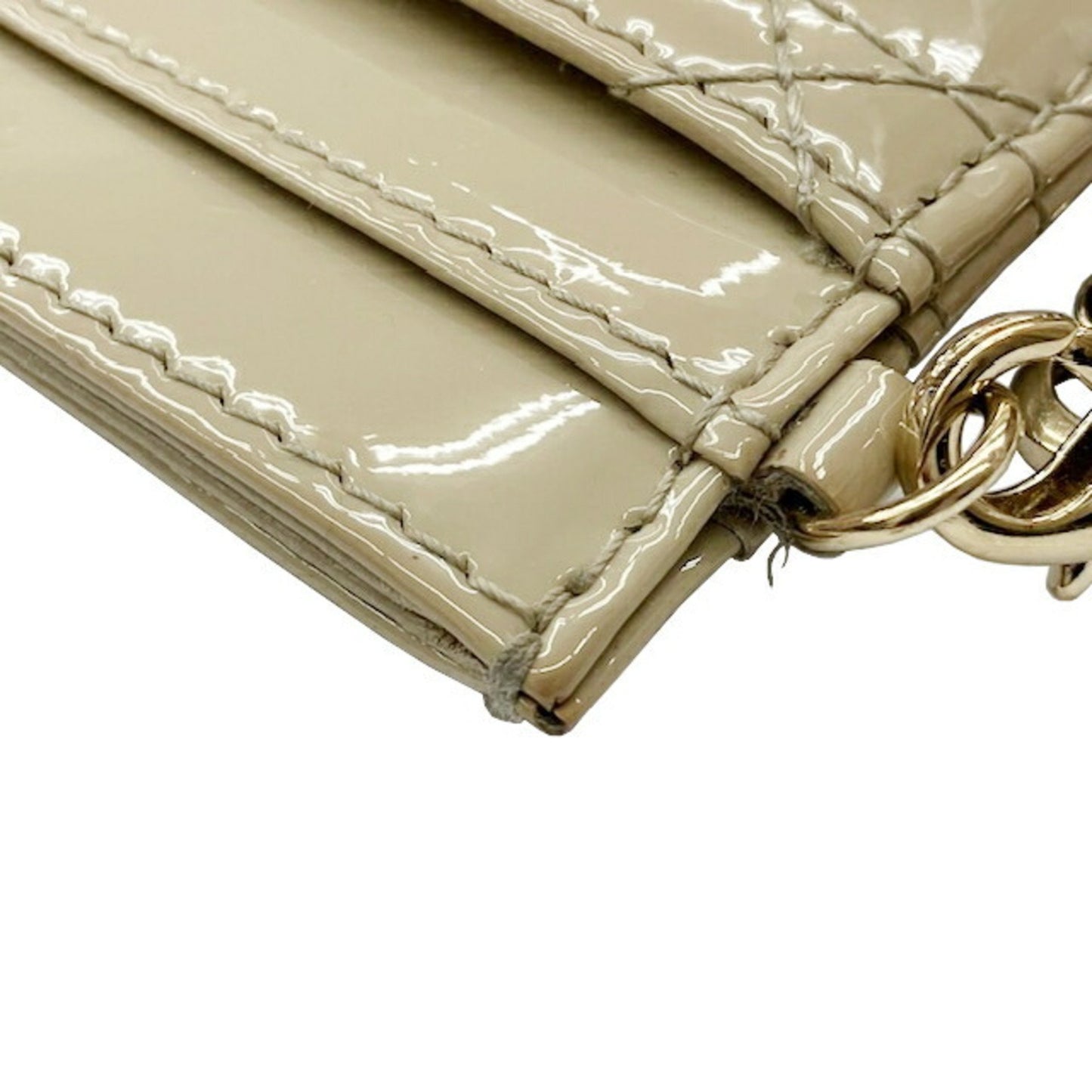 Dior Lady Dior Beige Patent Leather Wallet Accessories