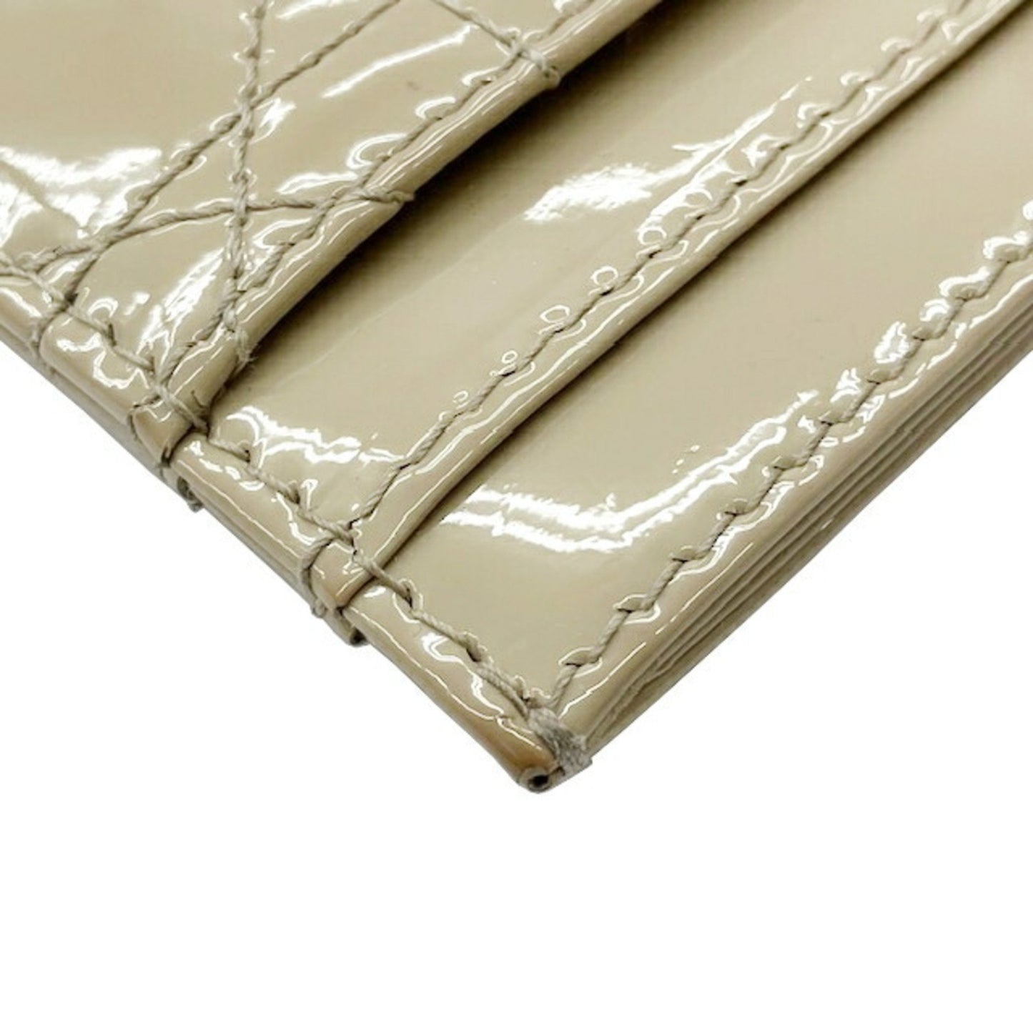 Dior Lady Dior Beige Patent Leather Wallet Accessories