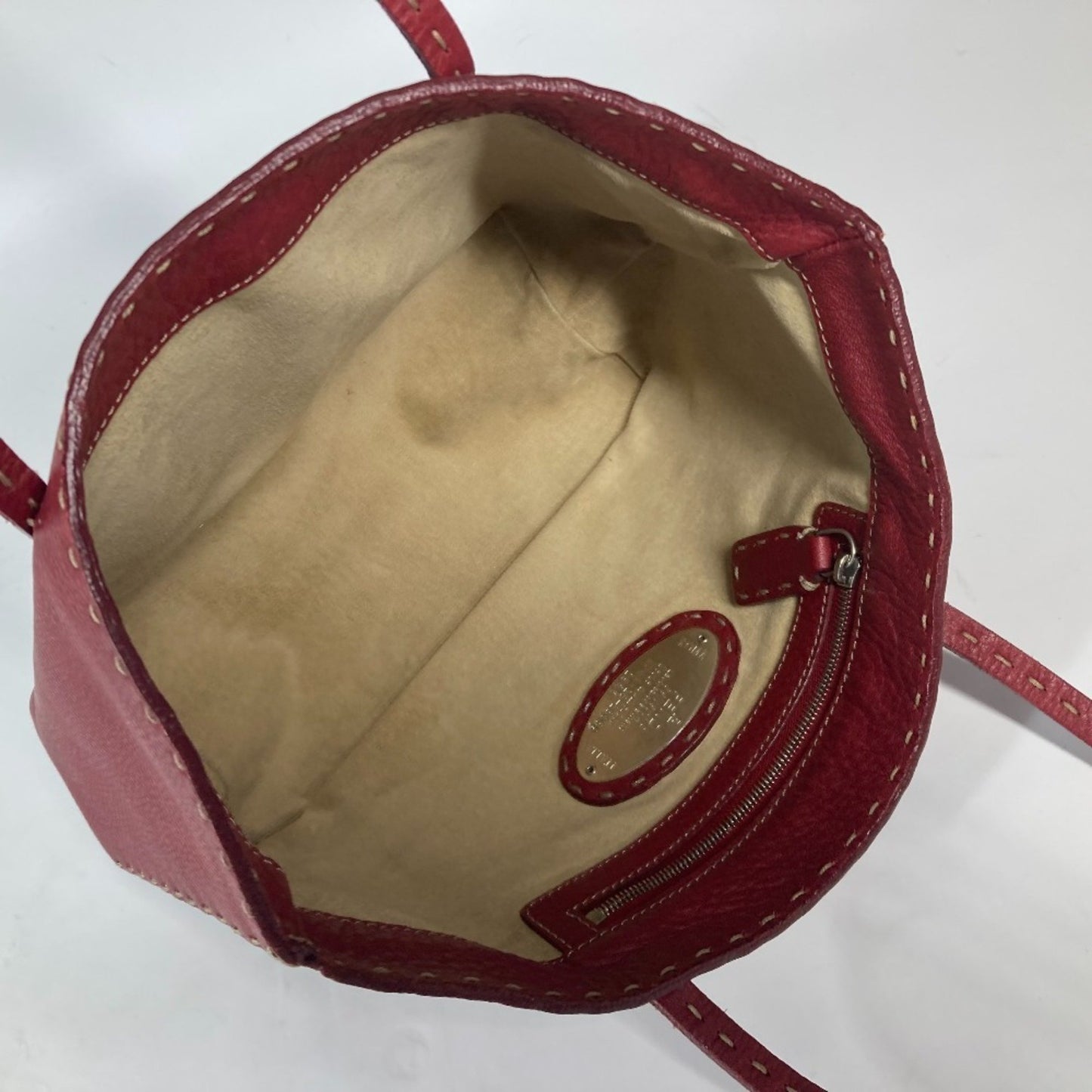 Fendi Red Leather Tote Bag