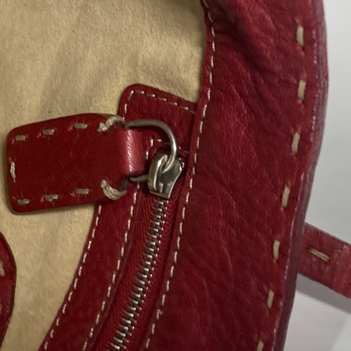 Fendi Red Leather Tote Bag