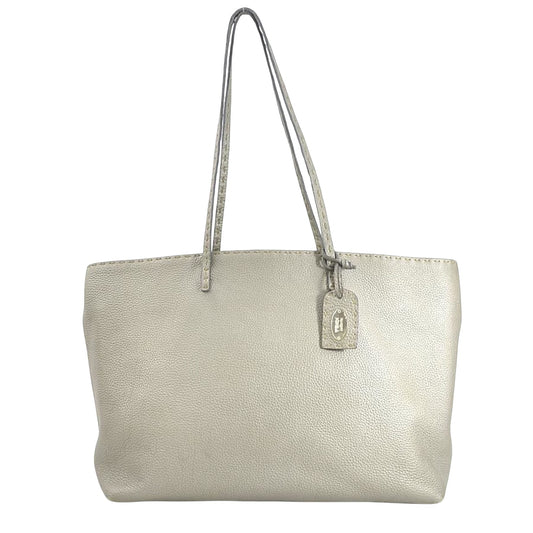 Fendi Selleria Grey Leather Tote Bag