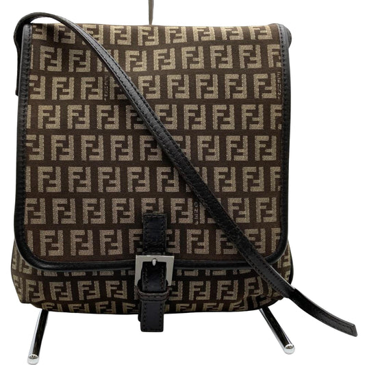 Fendi Zucchino Brown Canvas Shoulder Bag