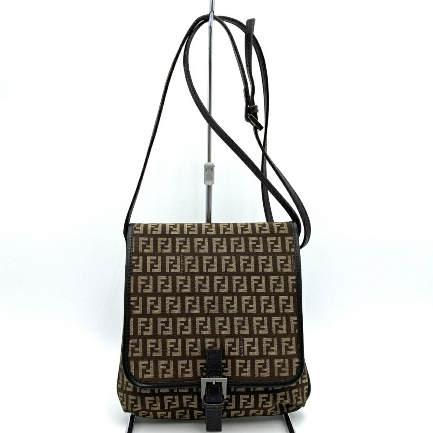 Fendi Zucchino Brown Canvas Shoulder Bag