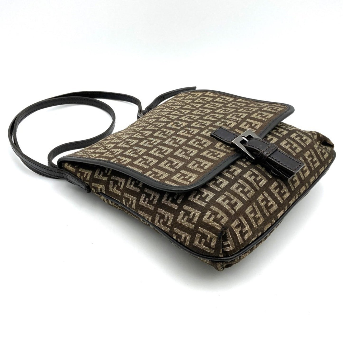 Fendi Zucchino Brown Canvas Shoulder Bag