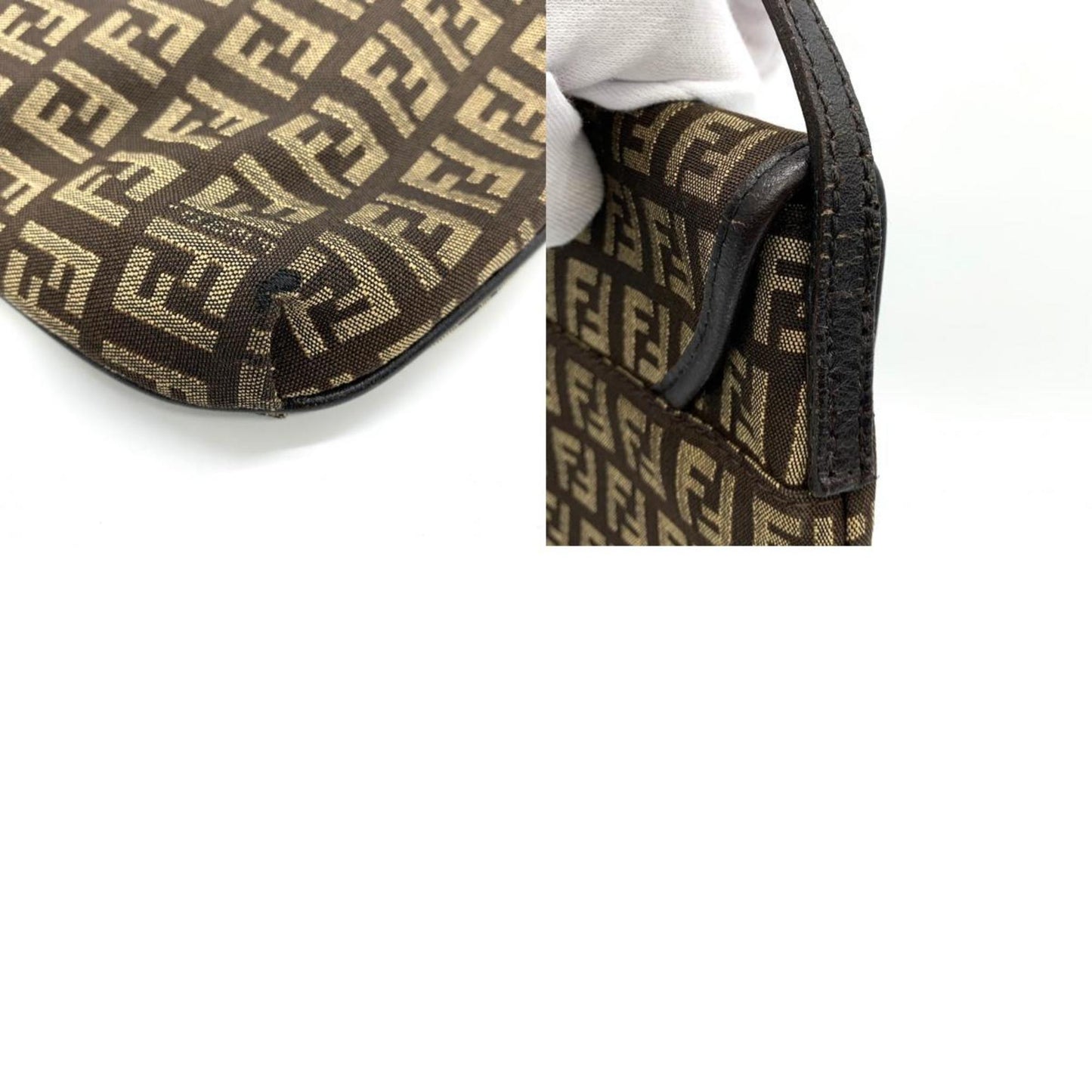 Fendi Zucchino Brown Canvas Shoulder Bag