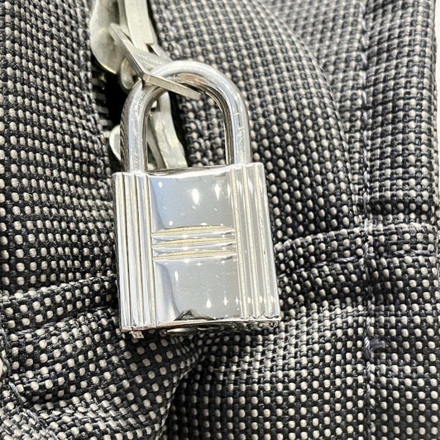 Hermès Herline Grey Canvas Hand Bag