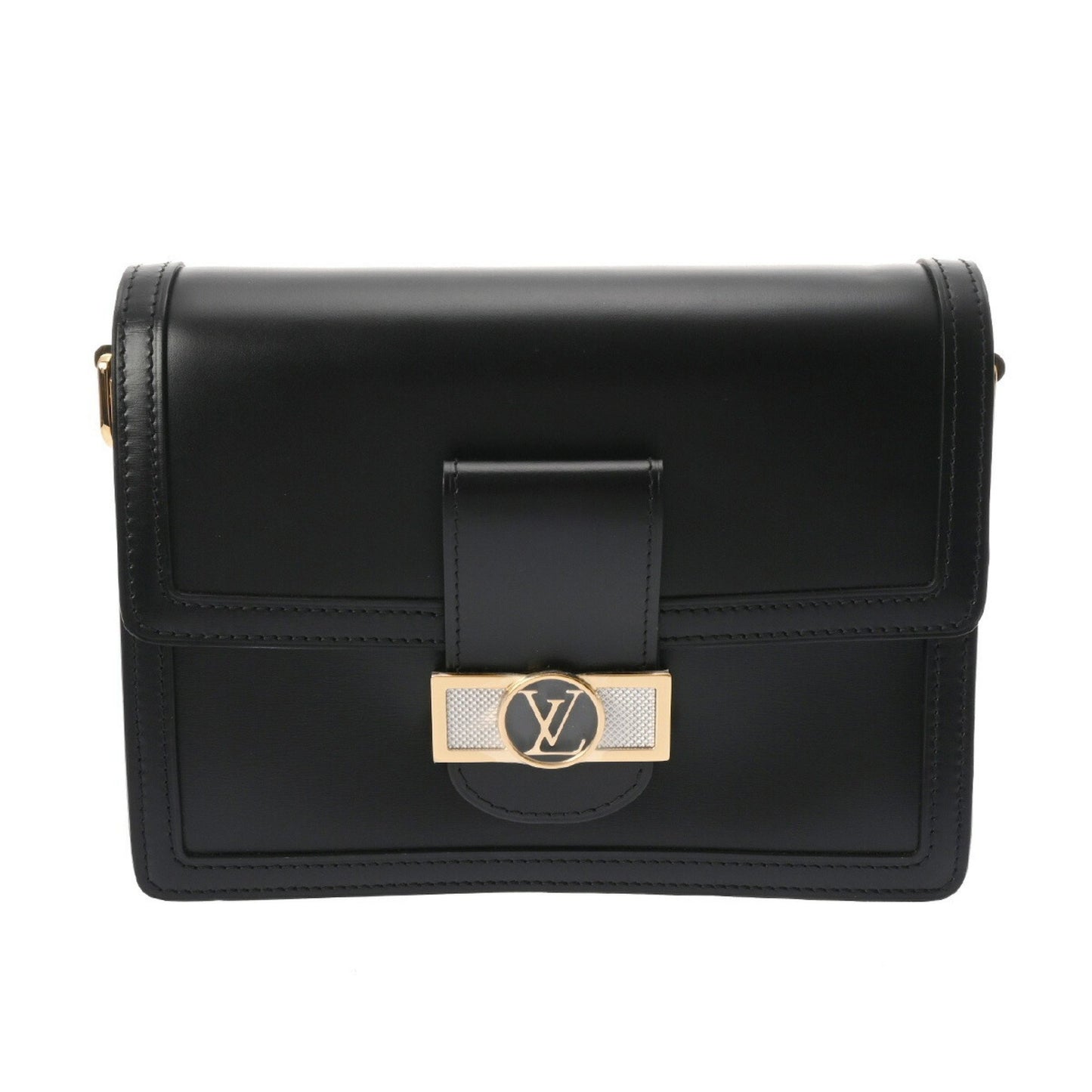 Louis Vuitton Dauphine Mm Black Leather Shoulder Bag