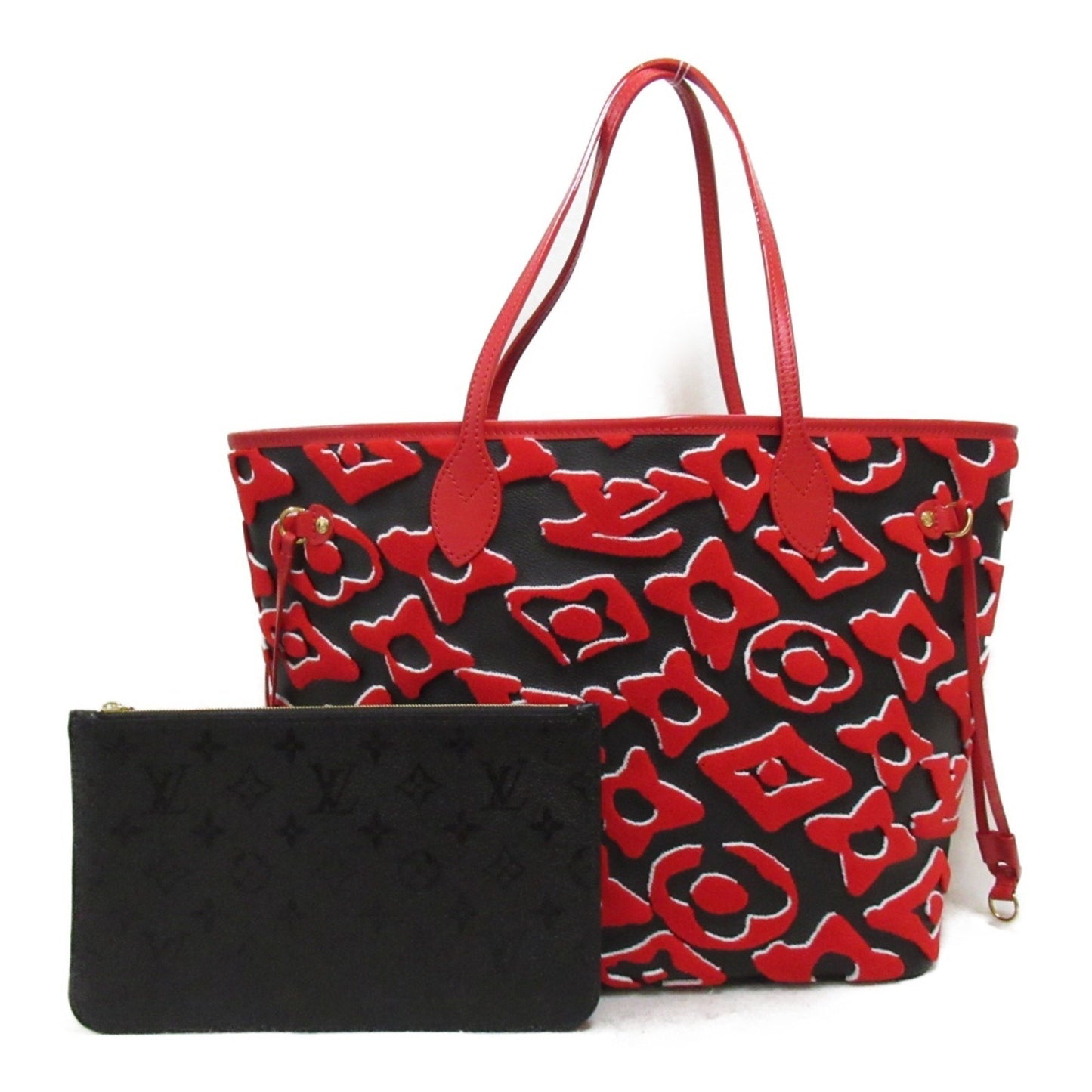 Louis Vuitton Neverfull MM Red Leather Tote Bag