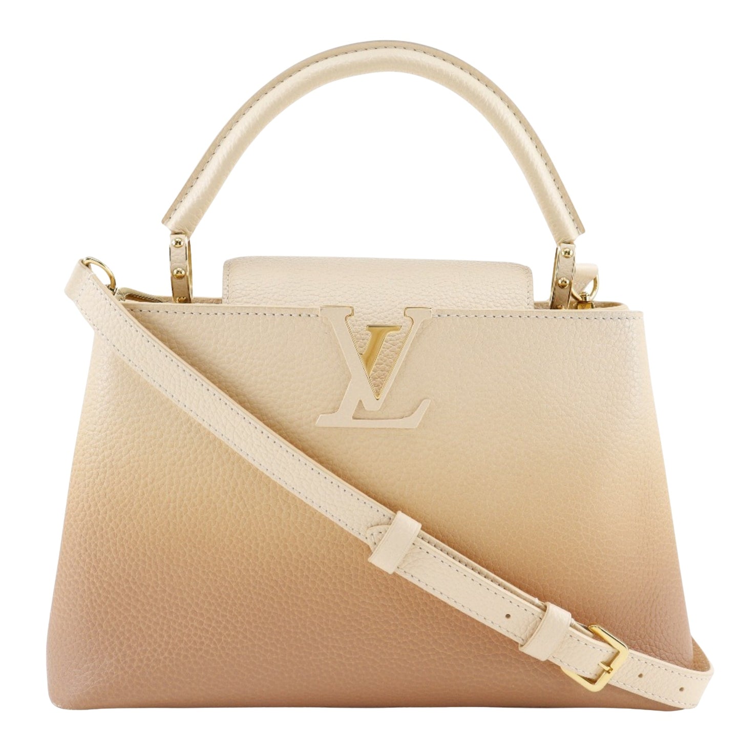 Louis Vuitton Capucines Beige Leather Hand Bag