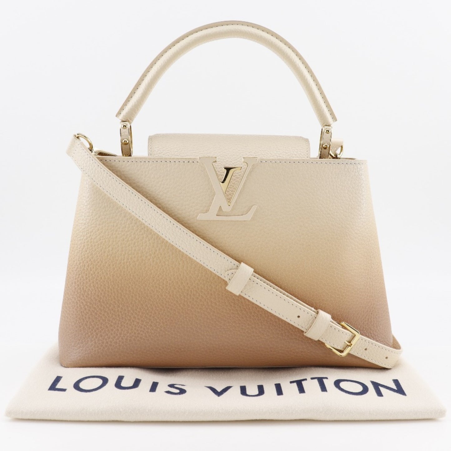 Louis Vuitton Capucines Beige Leather Hand Bag