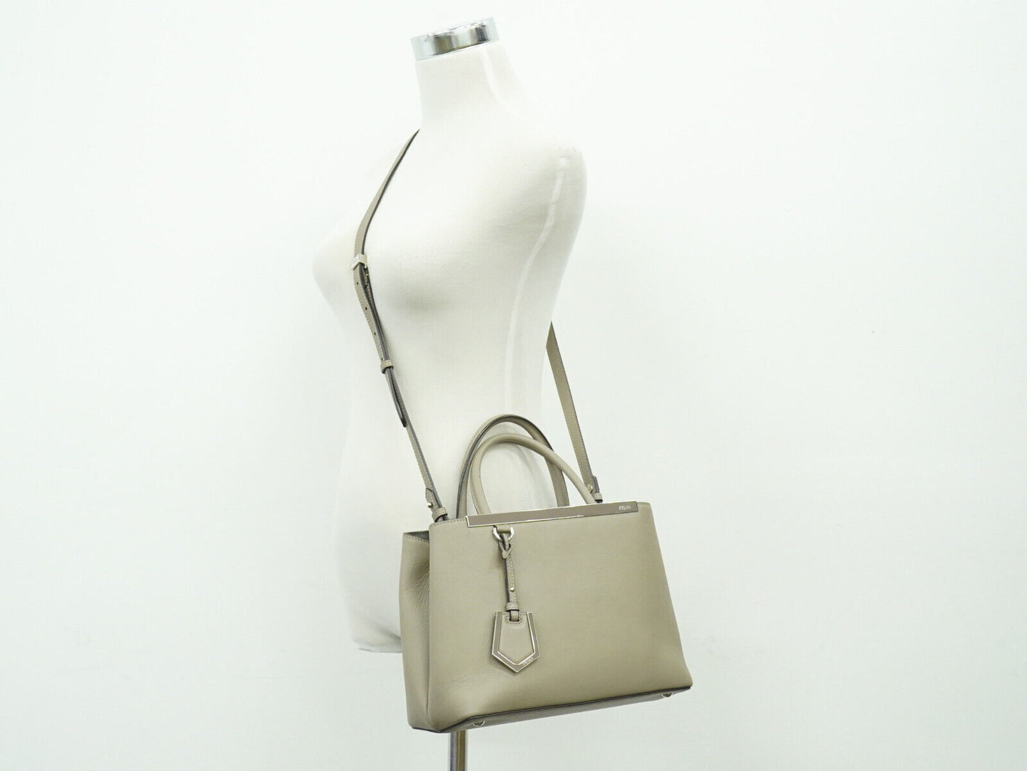 Fendi 2Jours Grey Leather Hand Bag