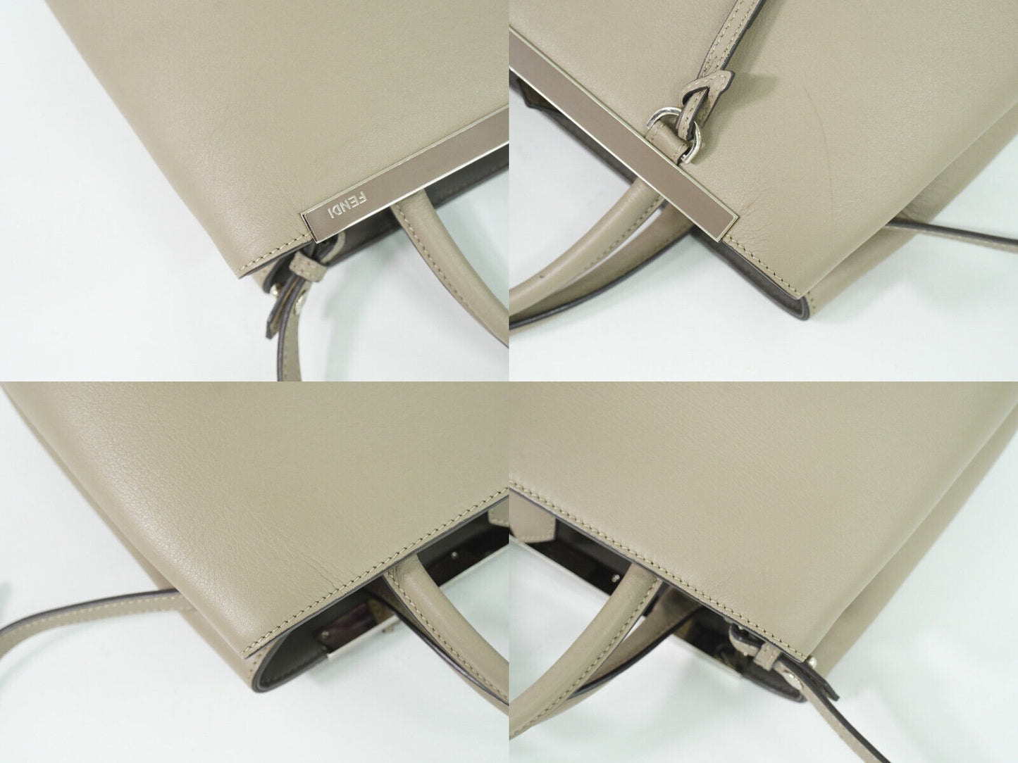 Fendi 2Jours Grey Leather Hand Bag