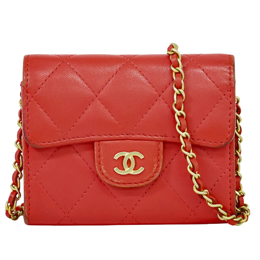 Chanel Wallet On Chain Red Leather Wallet Accessories