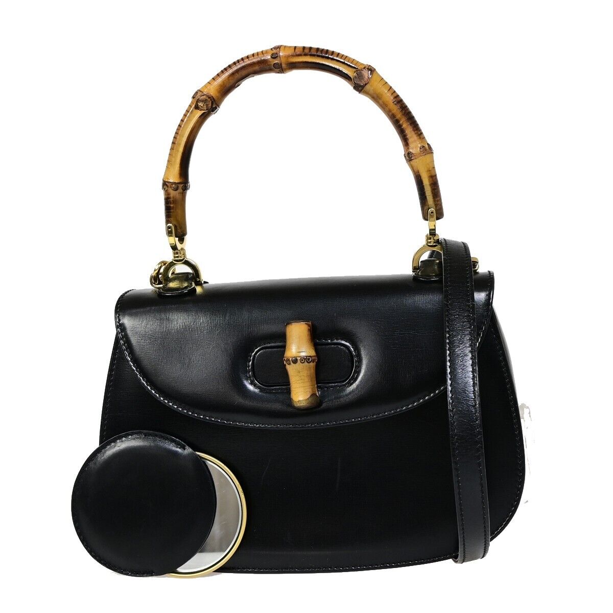 Gucci Bamboo Black Leather Hand Bag