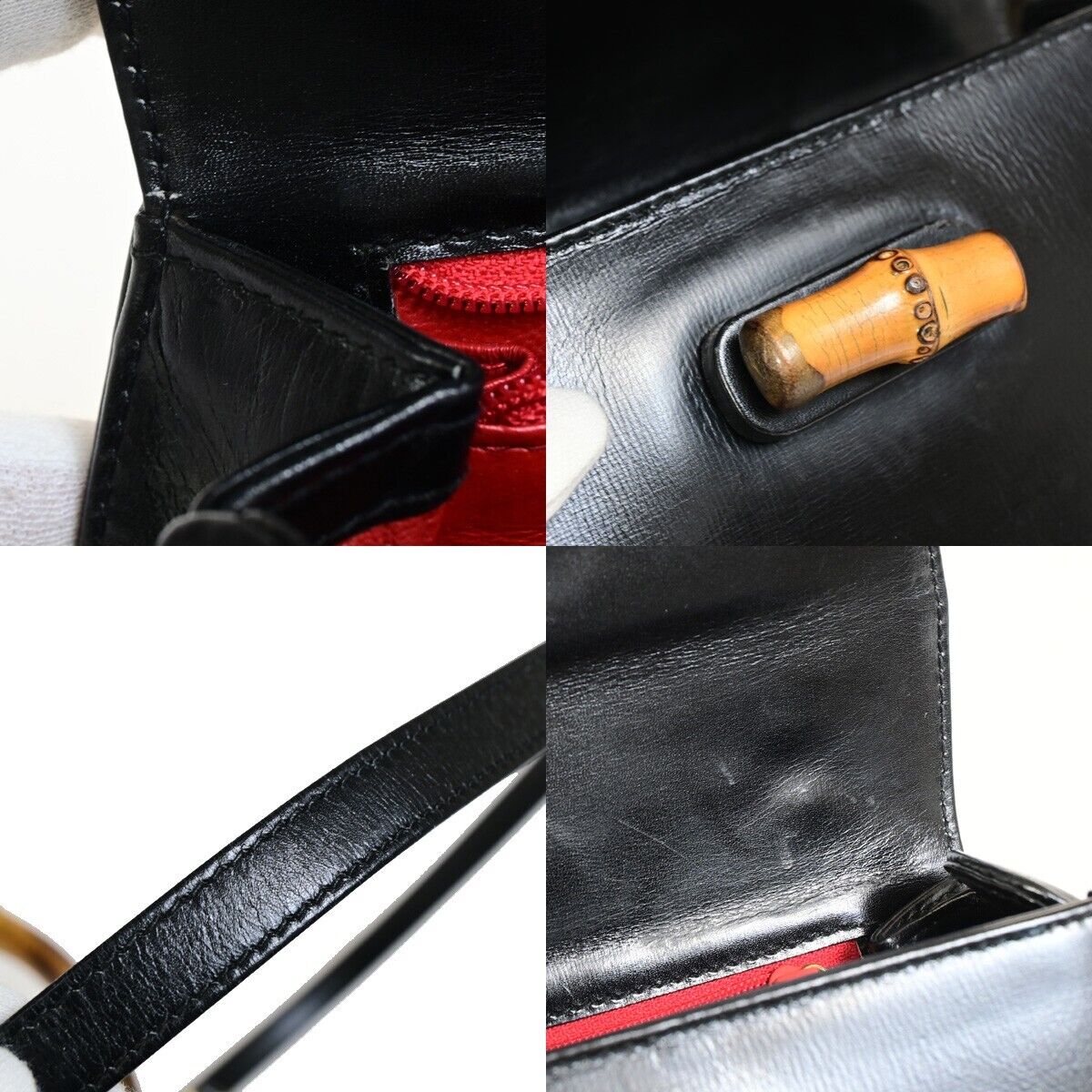 Gucci Bamboo Black Leather Hand Bag