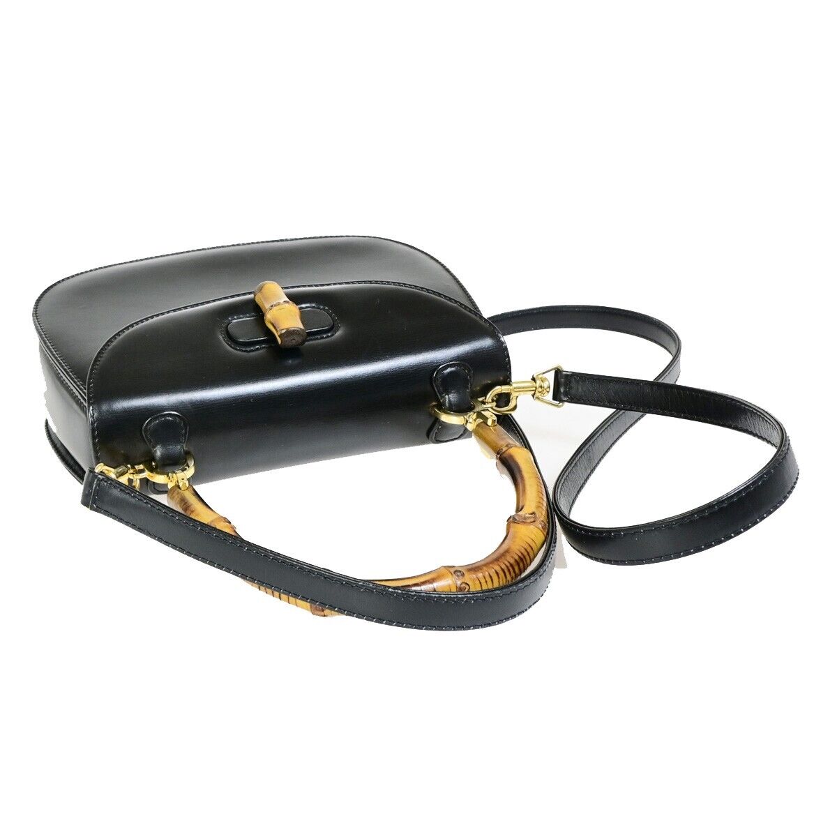 Gucci Bamboo Black Leather Hand Bag