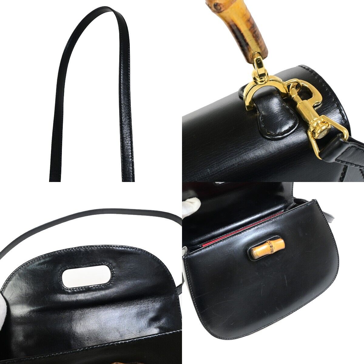 Gucci Bamboo Black Leather Hand Bag