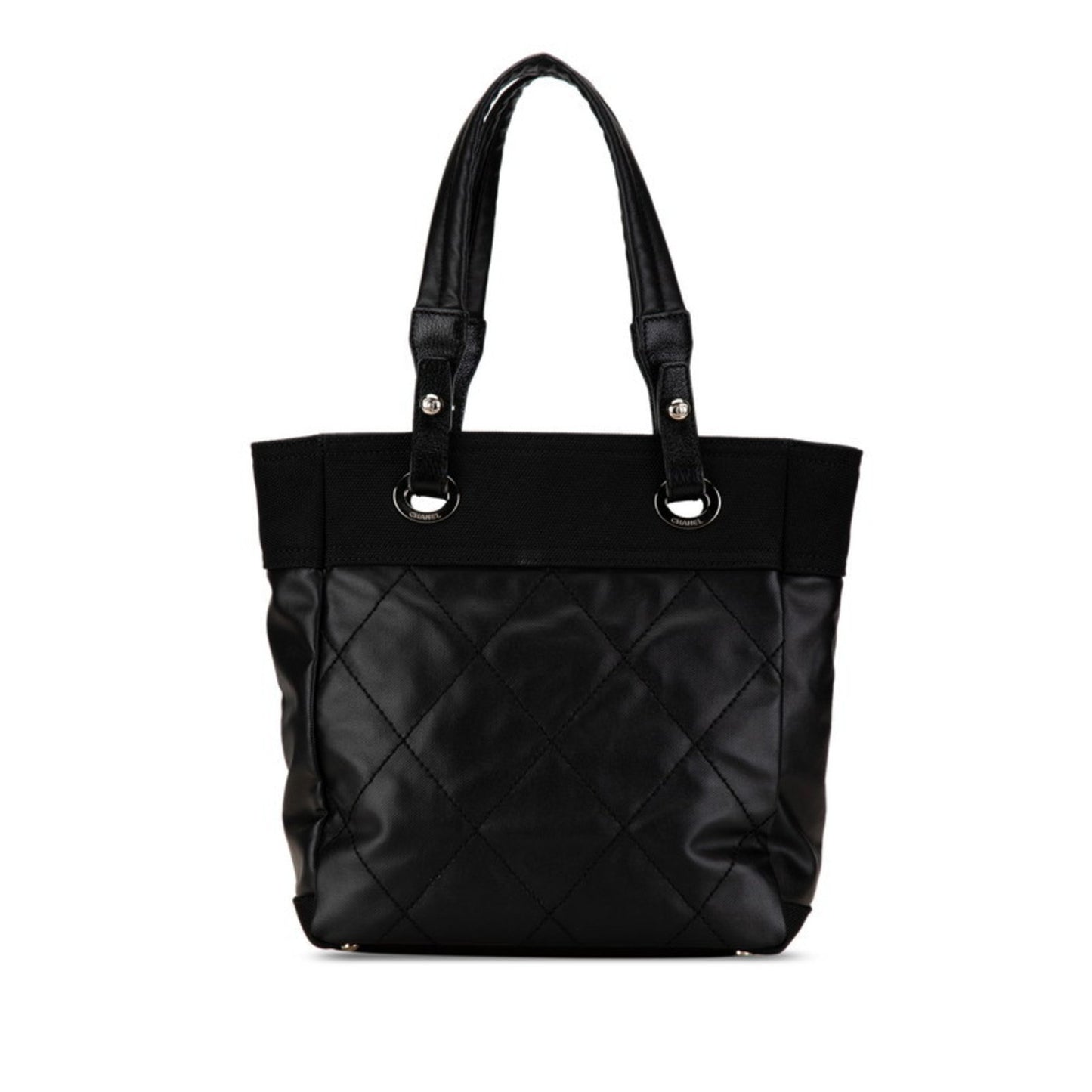 Chanel Paris Biarritz Black Canvas Tote Bag