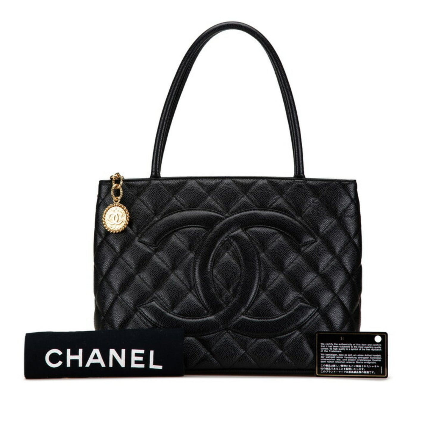 Chanel Medaillon Black Leather Tote Bag