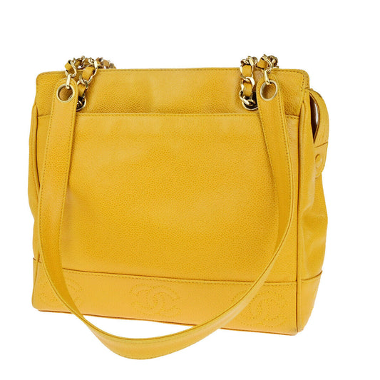 Chanel Triple coco Yellow Leather Hand Bag