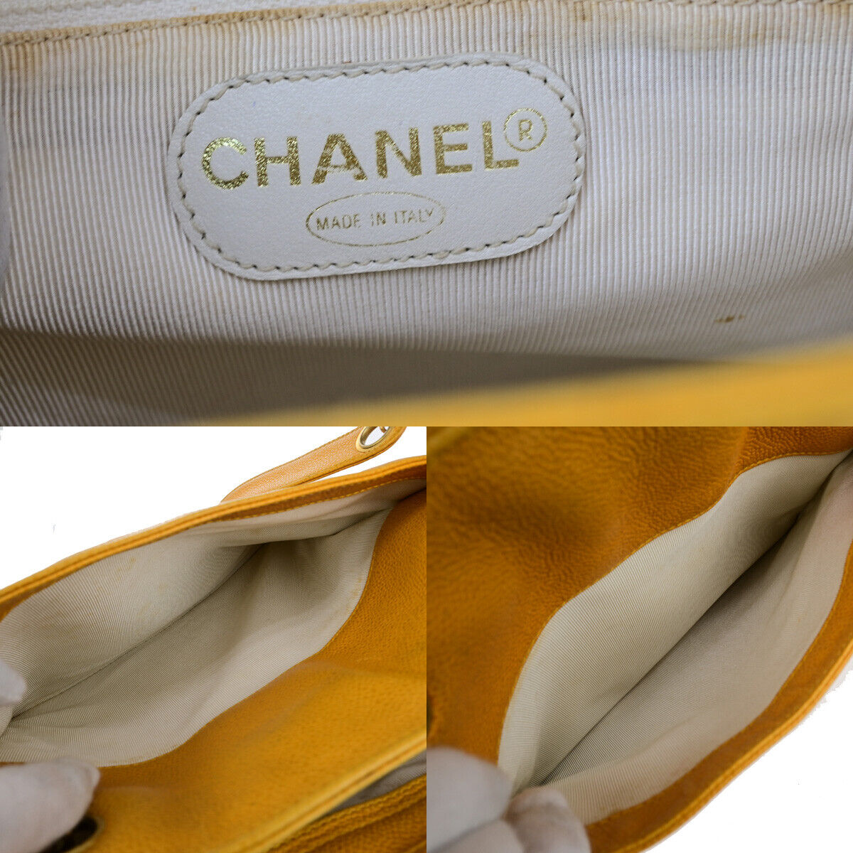 Chanel Triple coco Yellow Leather Hand Bag