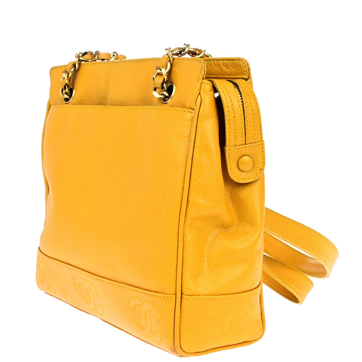 Chanel Triple coco Yellow Leather Hand Bag