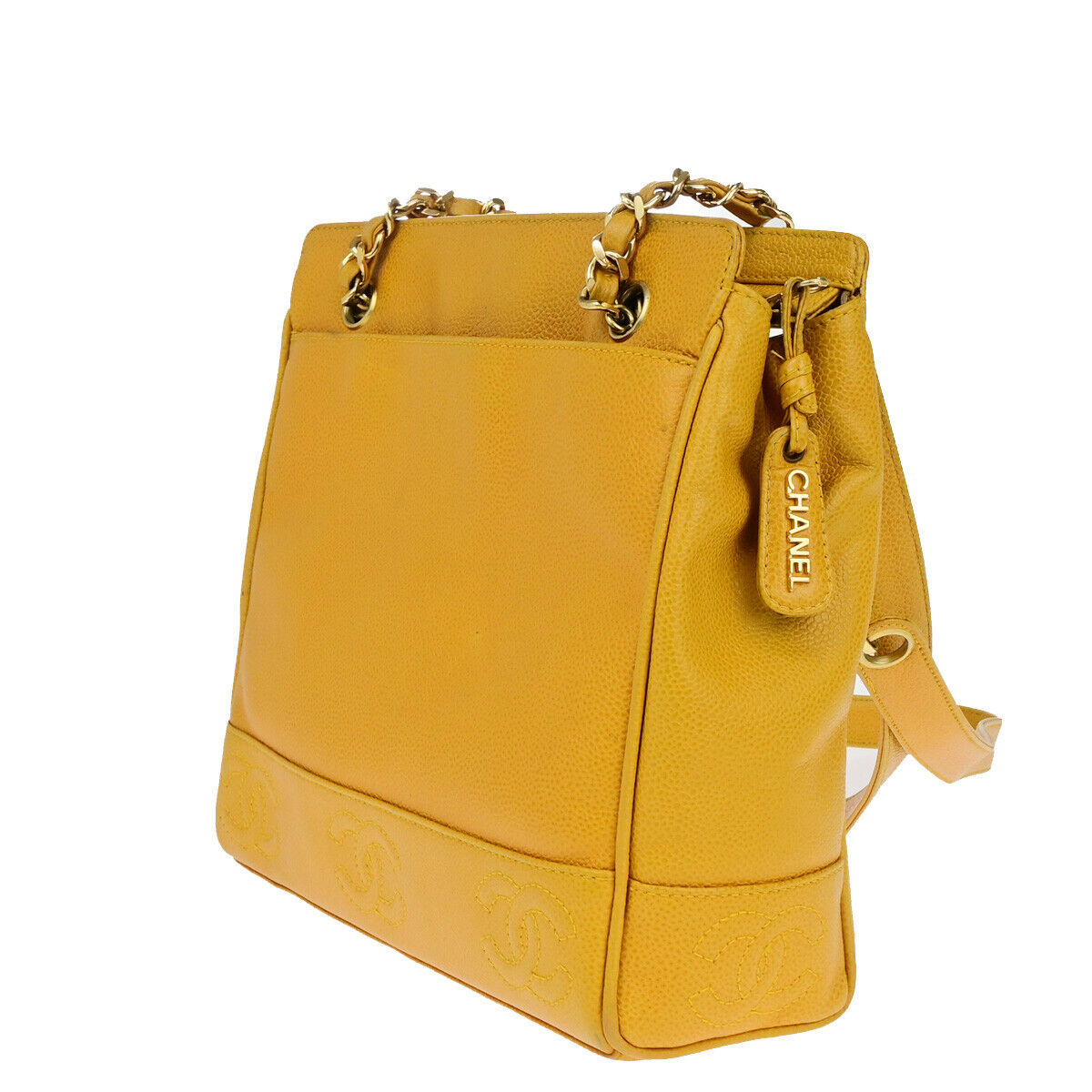 Chanel Triple coco Yellow Leather Hand Bag