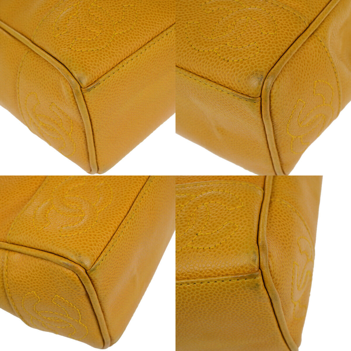 Chanel Triple coco Yellow Leather Hand Bag