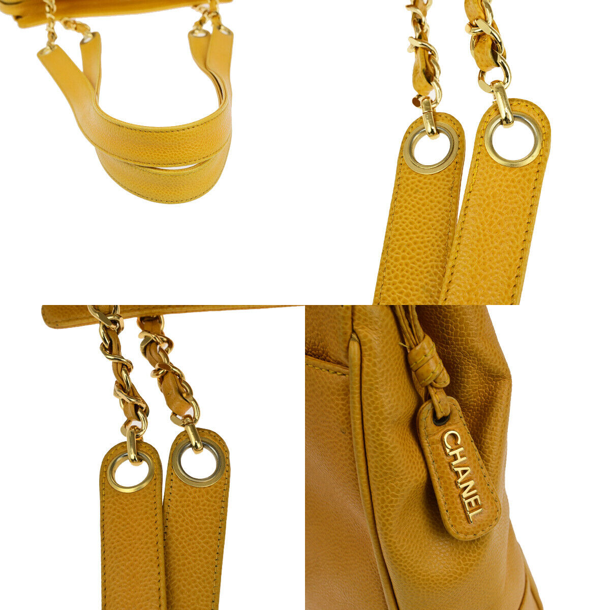 Chanel Triple coco Yellow Leather Hand Bag