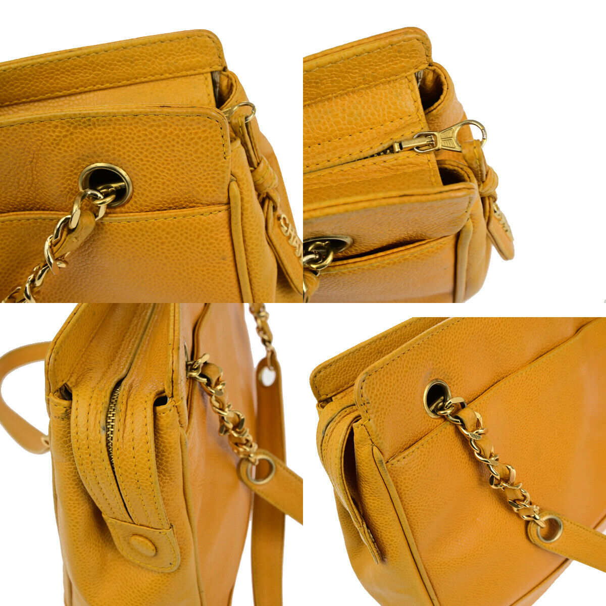 Chanel Triple coco Yellow Leather Hand Bag