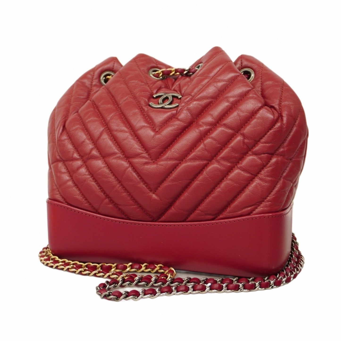 Chanel V-Stich Red Leather Backpack Bag