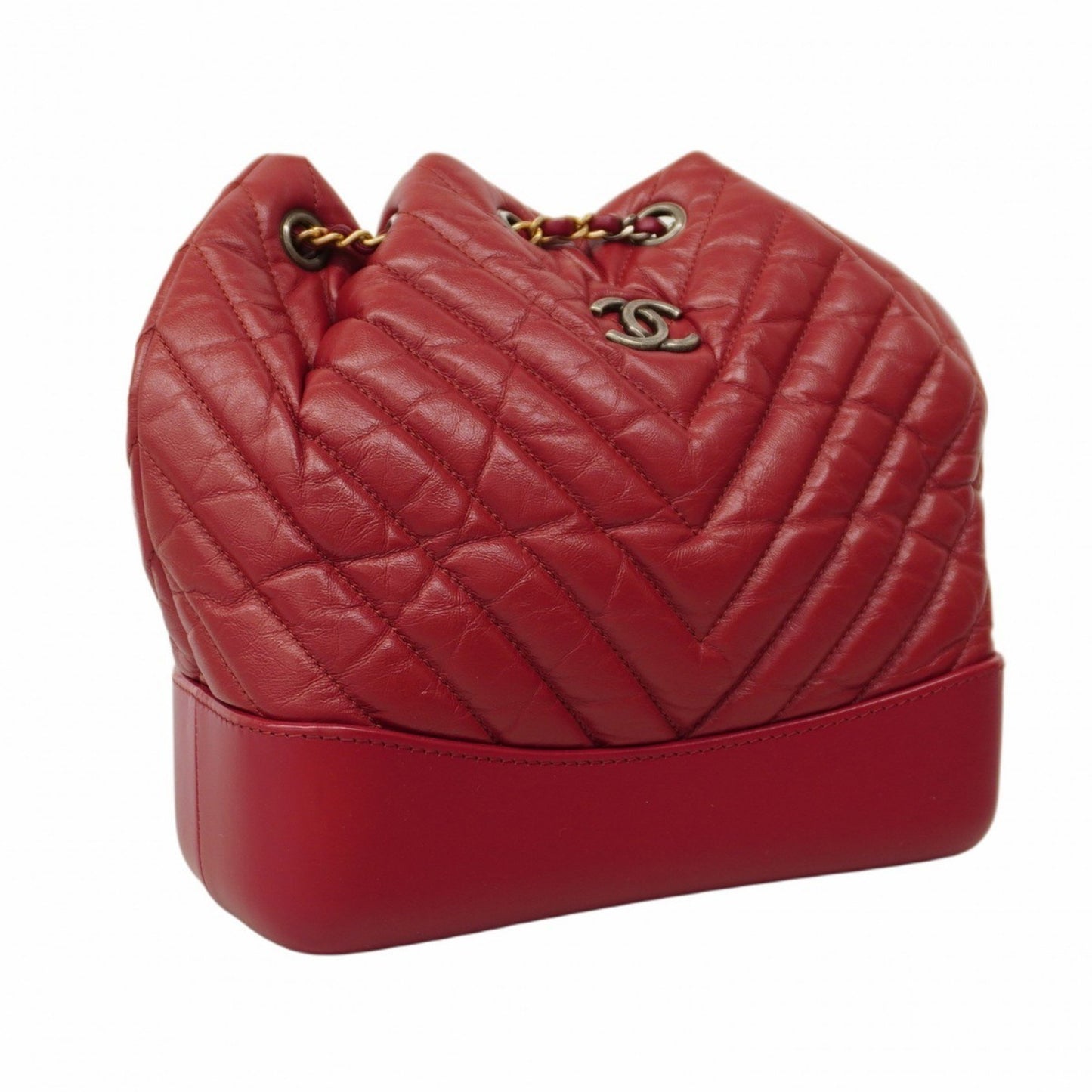 Chanel V-Stich Red Leather Backpack Bag