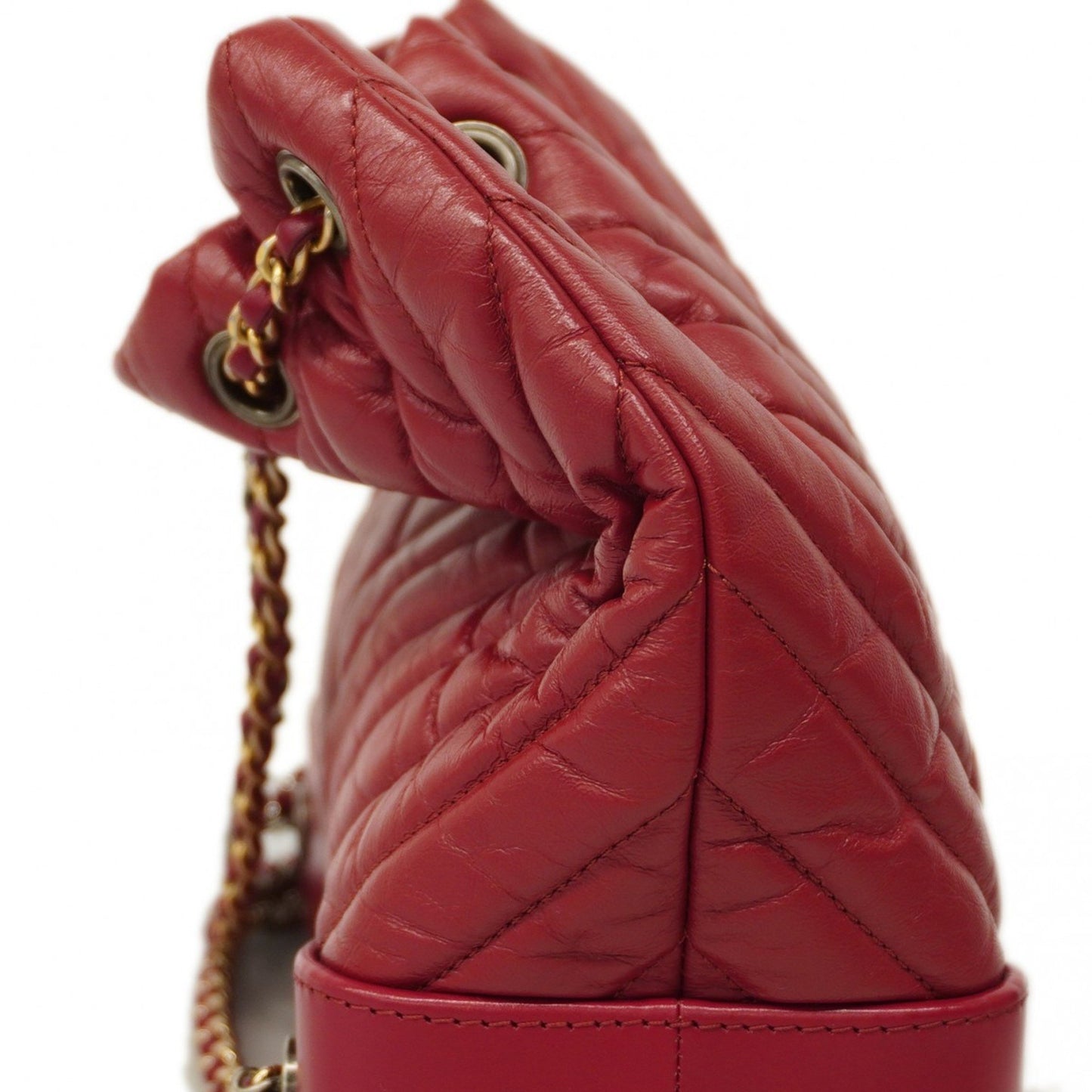 Chanel V-Stich Red Leather Backpack Bag